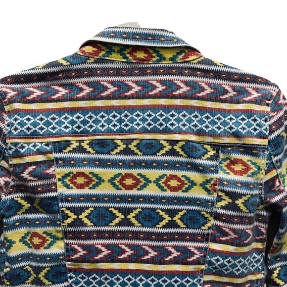 Tinseltown cropped Aztec inspired denim jean jacket size large. See measurements - Picture 6 of 12